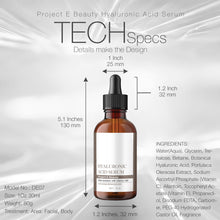 Load image into Gallery viewer, Project E Beauty Hyaluronic Acid Serum | Vitamin C &amp; Vitamin E Plumping Oil-Free Glowing Complexion Anti-Aging Lifting Wrinkles Finelines Hydrating Moisturizing for Skin Care Facial &amp; Eyes 30ml 1oz
