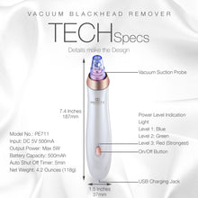 Load image into Gallery viewer, Vacuum+ Blackhead Removal Therapy | Ultrastrong Suction Facial Acne Whitehead Pimple Pore Nose Skin Peeling Shrink Pores Skin Tightening Extractor Cleanser Device USB Rechargeable 5 Treatment Heads
