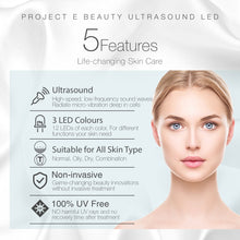 Load image into Gallery viewer, Facial &amp; Eye Photon Ultrasonic Device | 3 Colors LED Red Blue Green Ultrasound Micro Vibration Facial Rejuvenation Skin Tightening Wrinkle Acne Spot Freckles Removal Toning Skin Care Beauty Home Use
